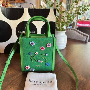 NEW Kate Spade New York Manhattan Floral Appliqué Chenille Mini Tote Crossbody